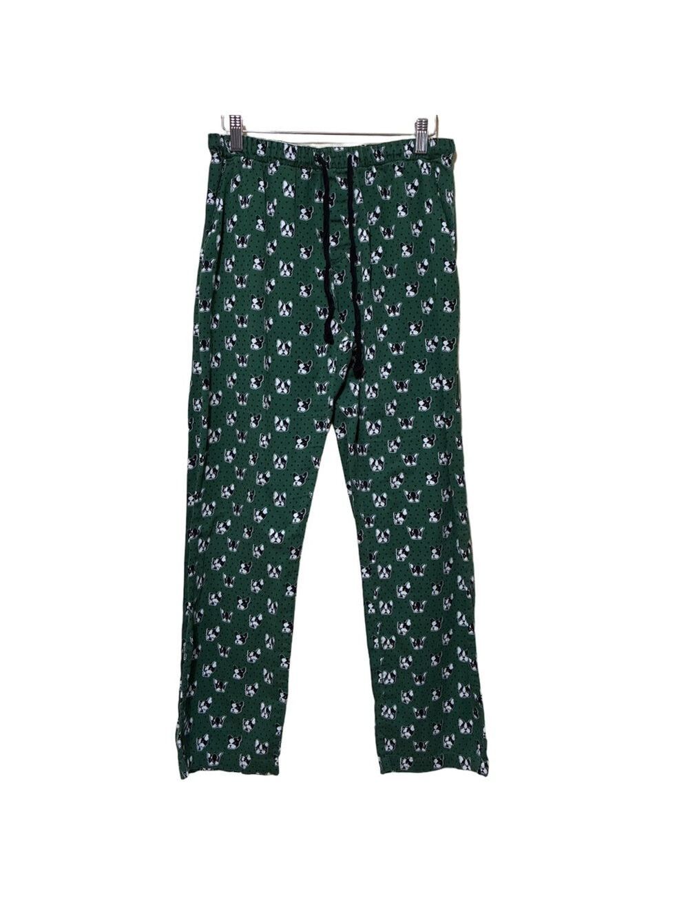 P.J. Salvage French Bulldogs PJ Pants Men’s S Green Animal Print Polka Dot